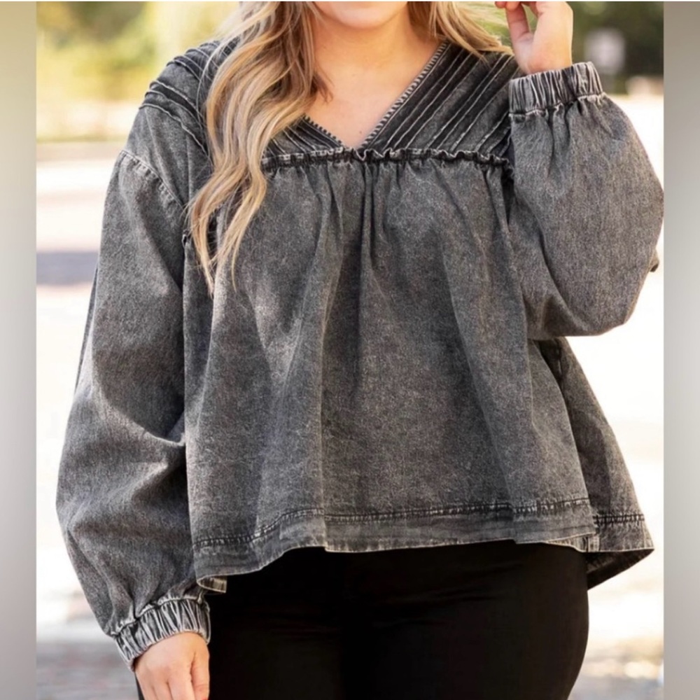 Savanna Jane Washed Black Blouse
